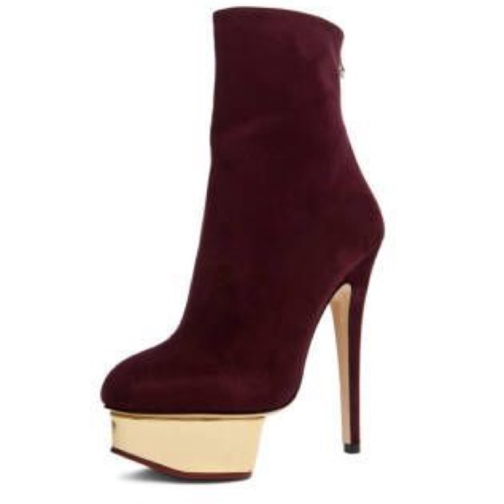 Charlotte Olympia Burgundy Lucinda suede boots